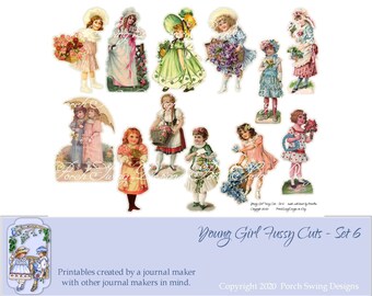 Vintage Girl Fussy Schnitte: Journal Ephemera (Digitaler Download)