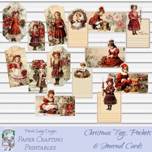 Vintage Christmas Journal Cards: Holiday Tags & Pockets (Digital Download)