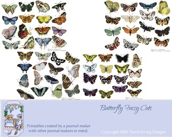 Butterfly Fussy Cuts - Butterflies Journals Ephemera Porch Swing Designs Stickers Paper Crafting Mixed Media Scrapbooking Instant Download