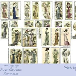 París Elegante - Moda Vintage, Estilo Parisino, Tarjetas de Diario de Moda, Alta Costura Francesa Vintage, Tarjetas de Moda Elegantes, Descargas Instantáneas