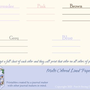 Multi Colored Lined Pages - Lined, Colorful Journal Papers, Landscape Lined Papers, Printables, Instant Download, Paper Crafting Supplies,
