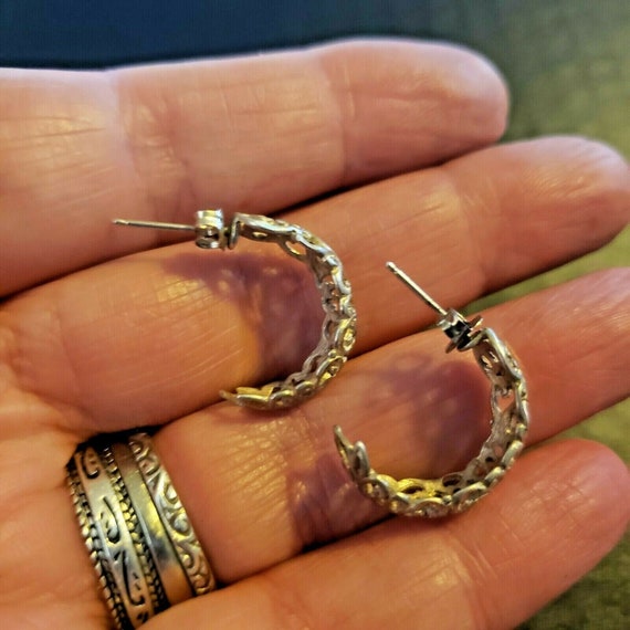Earrings Sterling Silver Half Hoops - image 6