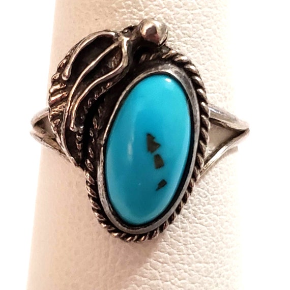 Navajo Native American Turquoise Sterling ring sz… - image 1