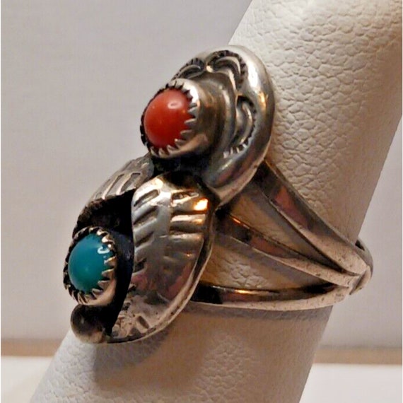 Intricate Vintage Navajo Needle Turquoise Sterling Silver Native American Jewelry Ring Intricate Vintage Navajo Needle Turquoise Sterling Silver Native American Jewelry Ring