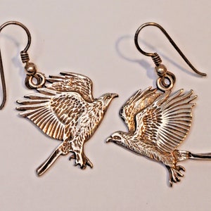 Eagle Soaring Flying Earrings Sterling Silver Drops Dangles 1451 - Etsy