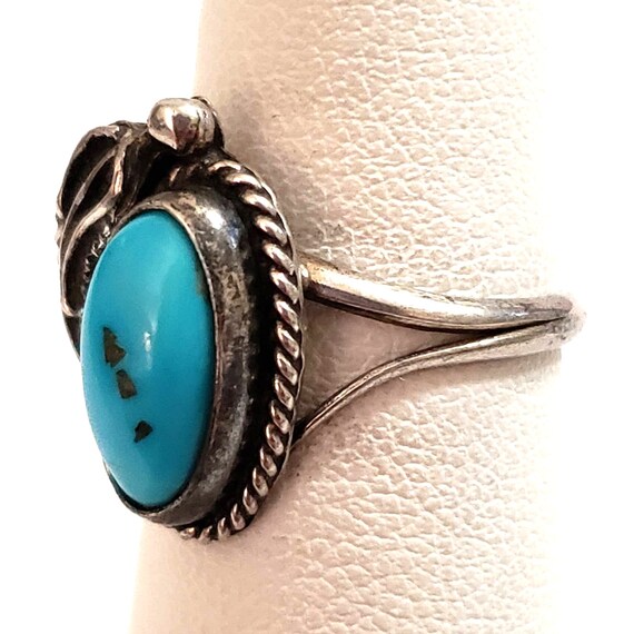 Navajo Native American Turquoise Sterling ring sz… - image 3