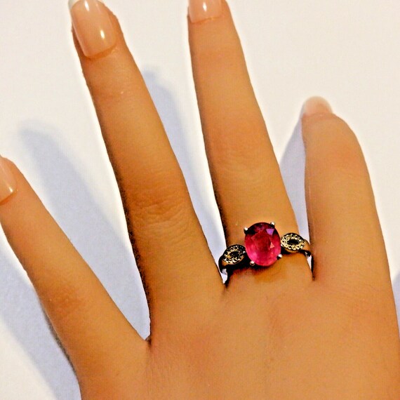 Pink Sapphire Sterling Ring Women sz 8.5 Women (1… - image 1