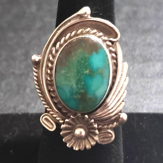 Navajo Turquoise sterling silver ring s 7.75  (14… - image 1