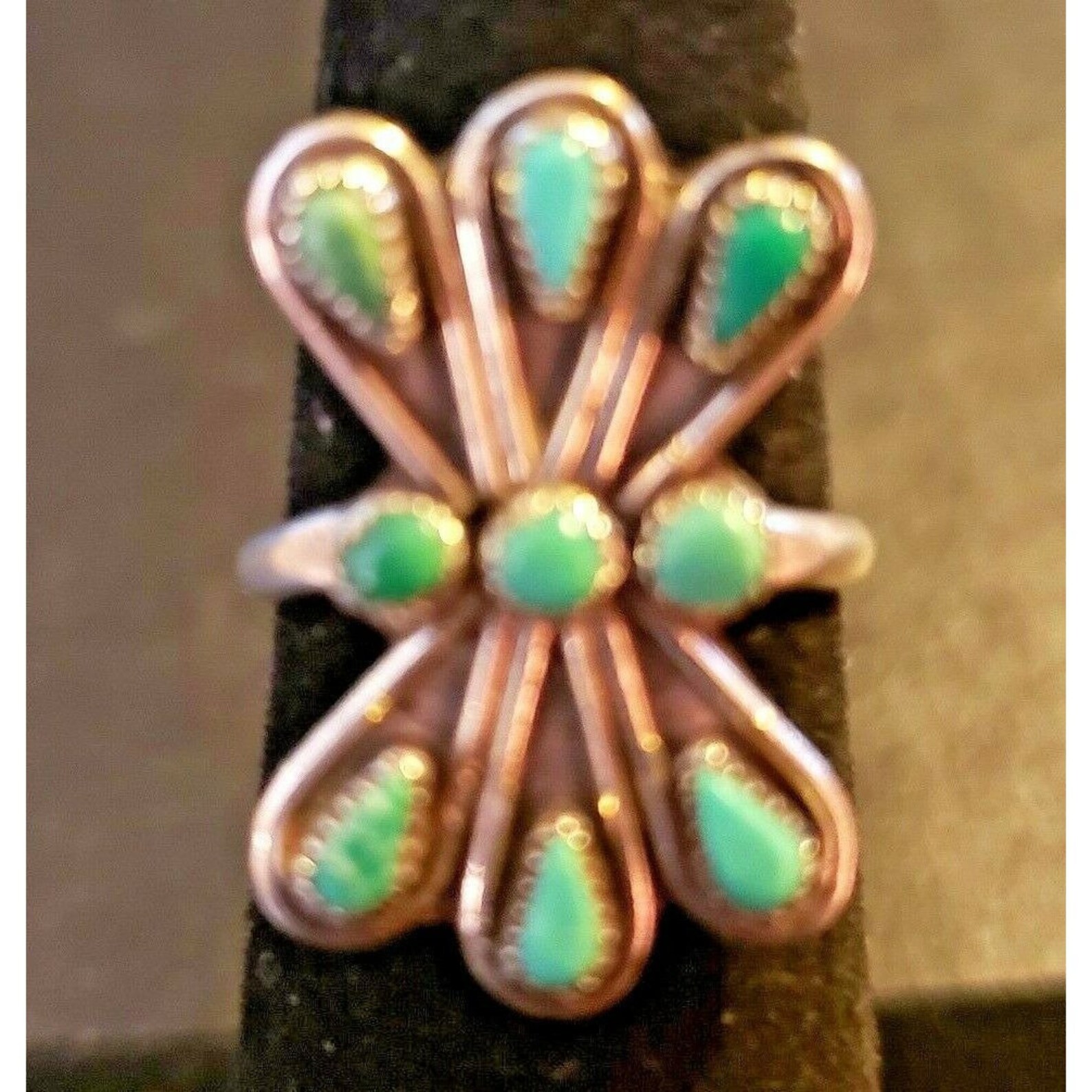 Zuni Needlepoint Cluster Ring Turquoise Sz 5.25 - Etsy Norway