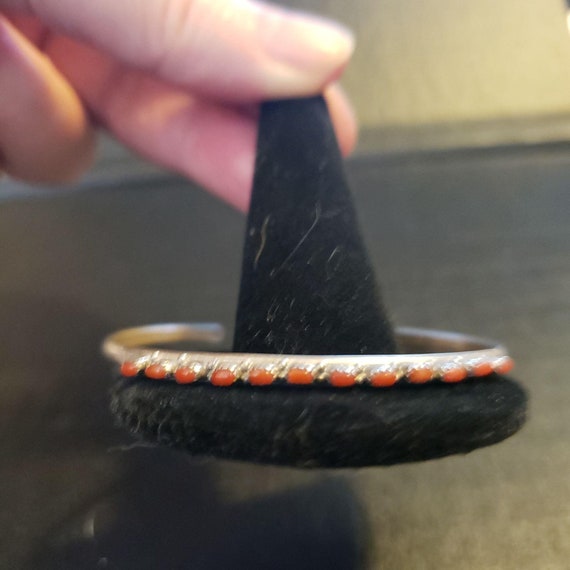 Signed Coral Native American Cuff