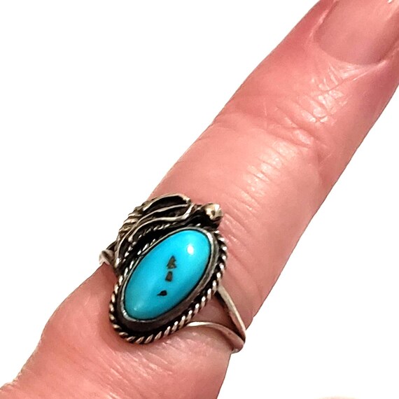 Navajo Native American Turquoise Sterling ring sz… - image 5
