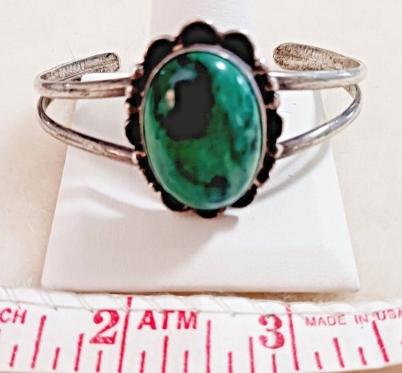 Native American Navajo Turquoise Cuff Sterling Si… - image 6