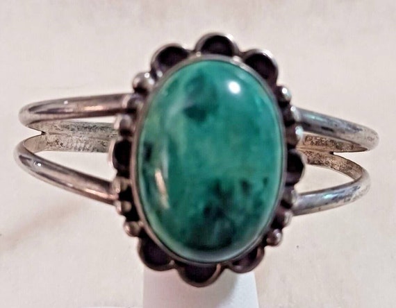 Native American Navajo Turquoise Cuff Sterling Si… - image 1