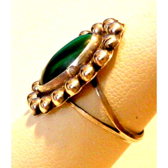 Malachite Sterling Silver Ring sz 6.5 (1355) - image 4