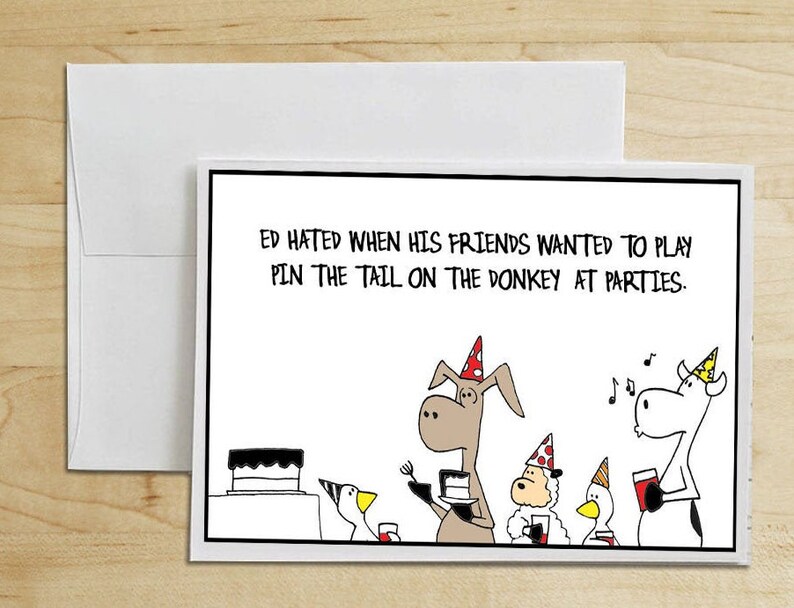 Amusing Card - Printable Pin the Tail upon the Donkey Birthday Card, Invitation, Blank Card photograph relating to Pin the Tail on the Donkey Printable called Humorous Card - Printable Pin the Tail upon the Donkey Birthday Card, Invitation, Blank Card
