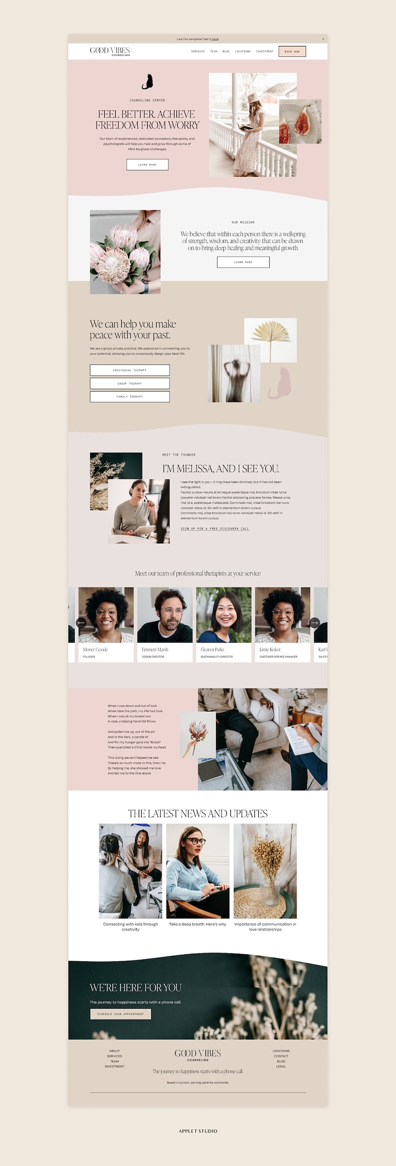 Squarespace Template: Calming Website Design for Therapists & Coaches ...