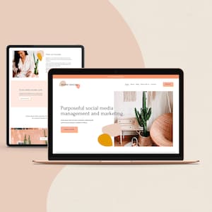 Boho Squarespace Template, Website-Design für einen Social-Media-Manager, Marketing-Website, buntes und optimistisches Website-Design