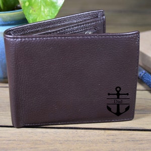 Personalized Genuine Leather Wallet, Engraved Wallet for Dad, Men's Leather Wallet, Bifold Slim Wallet, Groomsman Wallet, Fathers Day Gift