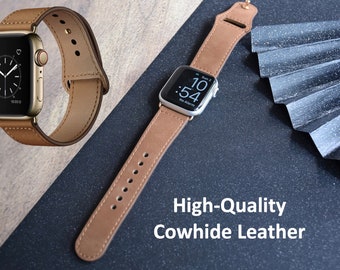 Personalized Leather Apple Watch Bands, iWatch Strap Series 1 2 3 4 5 6, Leather Watch Band 38mm 40mm 42mm 44mm,Men Christmas Gift Watchband