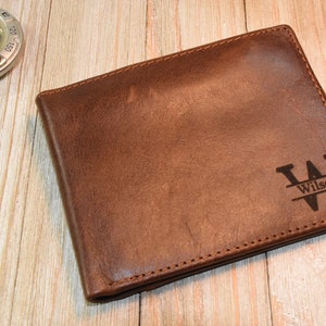 Cartera de cuero personalizada para papá, regalo de aniversario de cuero para esposo, regalo de cumpleaños hecho a mano, cartera para papá, regalo para abuelo