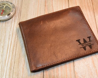 Cartera de cuero personalizada para papá, regalo de aniversario de cuero para esposo, regalo de cumpleaños hecho a mano, cartera para papá, regalo para abuelo
