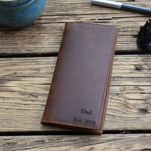 Long Leather Wallets for Men, Personalized Leather Wallet Men, Wallet for Dad, Mens Long Leather Bifold Wallet, Fathers Day Gift for Husband image 2