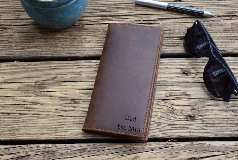 Long Leather Wallets for Men, Personalized Leather Wallet Men, Wallet for Dad, Mens Long Leather Bifold Wallet, Fathers Day Gift for Husband image 2