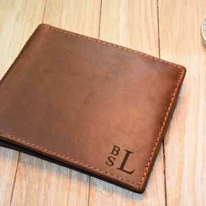 Best Christmas Gift For Men, Personalized Leather Wallet for Dad, Engraved Handmade Leather Wallet for Grandpa,Best Leather Gift for Husband