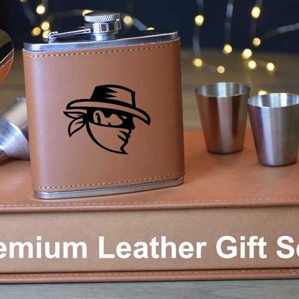 Personalized Leather Flask Set for Groomsmen, Engraved Gift Set for Groomsmen, Wedding Party Gift, Best Dad Gifts, Groomsmen Flask Set Gifts