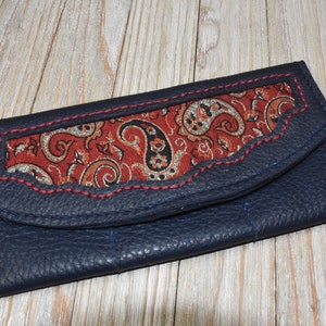 Cartera de cuero para mujer, personalizada y hecha a mano para esposa, cartera de mano para aniversario, tarjetero plegable para mamá.