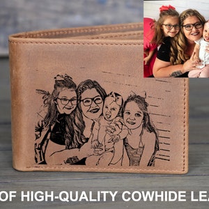 Gift For Him Leather Wallet, Mens Wallet, Photo Leather Wallet, Custom Picture Wallet, Gift for Him, Anniversary Gift,  Father's Day Gift