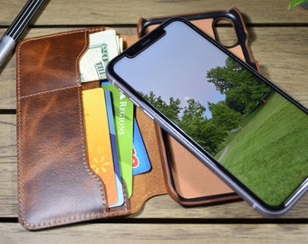 Leather iPhone Wallet Case: Handmade Phone Cover, Card Holder