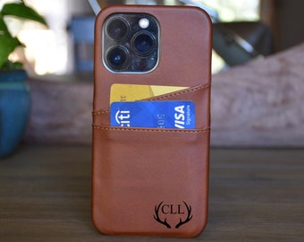 Veganistisch leren iPhone-portemonneehoesje: gepersonaliseerde telefoonhouder