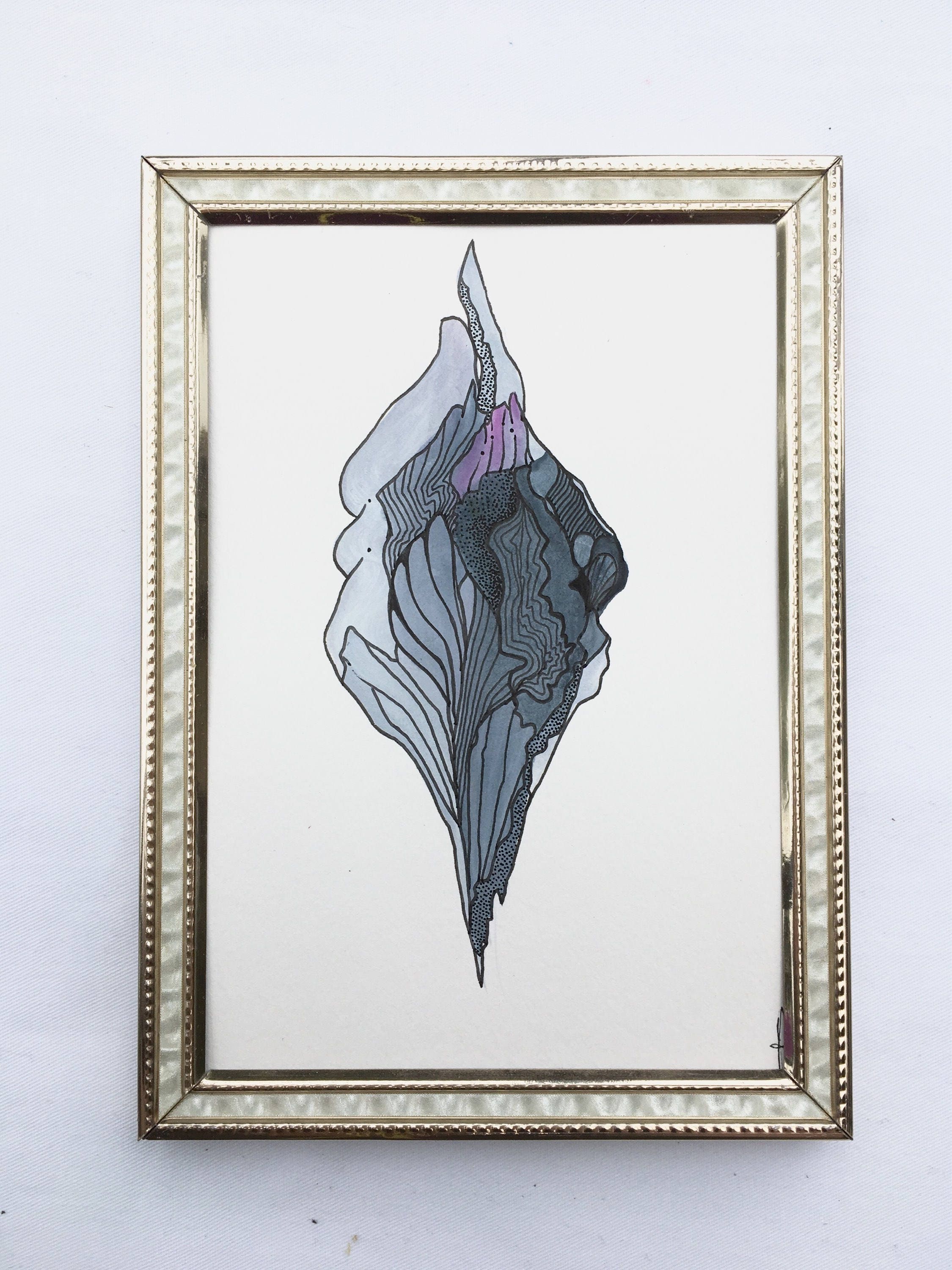 Original Grey Cloud Vagina Painting Flower Shell Woman Body Etsy