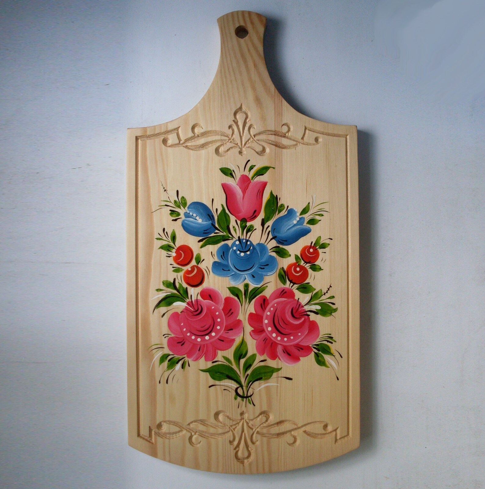 Cutting board with carving and painting Etsy