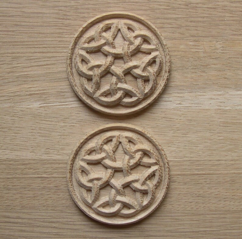 Applique Celtic ornament carved rosettes set of 2 pcs. Etsy
