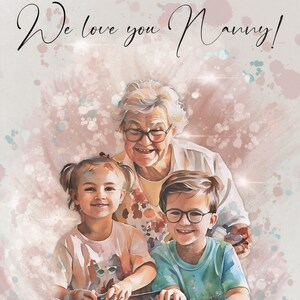 Framed, Print Or Digital, Painting From Photo Personalized Gift, Custom Mothers Day gift, Grandparent Portrait, Gift For Mom, Grandma gift