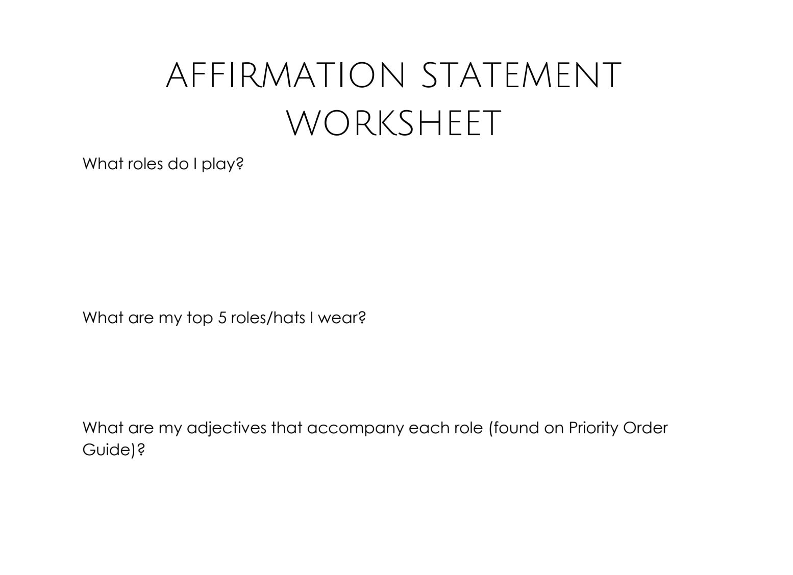 Affirmation Statement Worksheet - Etsy