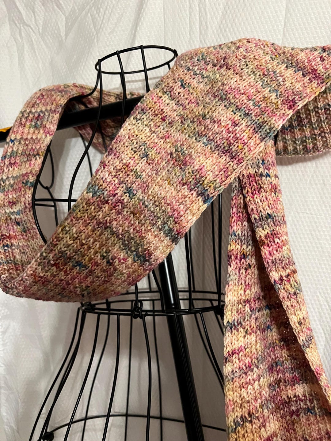Hand Knit Merino Wool Scarf - Ribbed Texture, Blossom Colors - Etsy