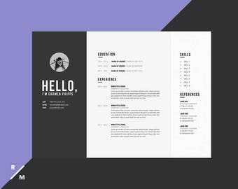 creative resume template horizontal landscape modern etsy