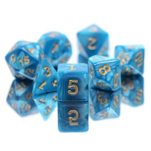 Light Blue | Marble Dnd Dice Set (7) | Dungeons and Dragons (DnD) | 5E