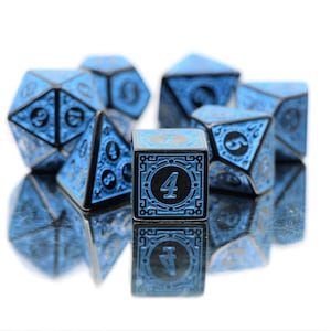 Blue | Oldschool Dnd Dice Set (7) | Dungeons and Dragons (DnD) | 5E