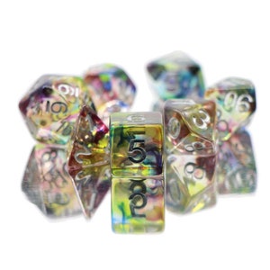 Color Glaze Purple & Blue | Resin Dnd Dice Set (7) | Dungeons and Dragons (DnD) | 5E