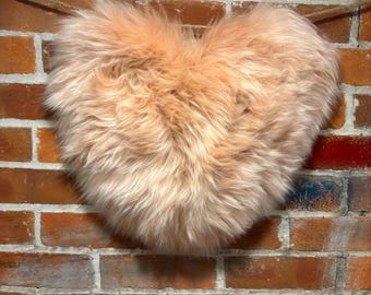 Pink Sheepskin Heart Shape Piece: Woolmark Shearling Craft Decor