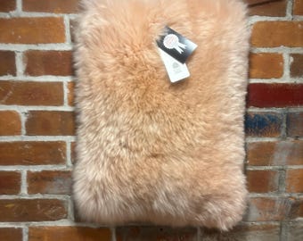 Roze schapenvacht rechthoek: echt wollen schaapsleer tapijt, ambacht, huisdier, stoel (groot)