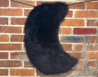 Luna creciente de piel de oveja negra: Alfombra de gamuza Merino Woolmark, almohadilla para mascotas, decoración, artesanía