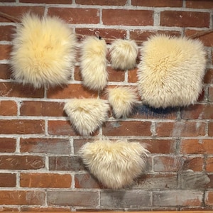 Cream White Sheepskin Craft Shapes: Genuine Wool Leather Cuts