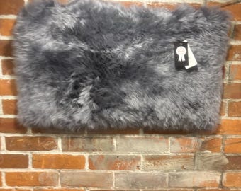 Dark Gray Sheepskin Rug: Woolmark Merino Shearling Mat, Pet Pad, XL