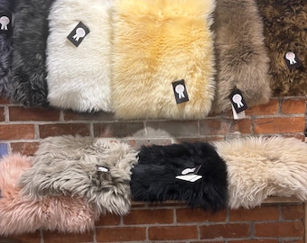 Sheepskin 'Medium' Rectangle Cuts: Merino Woolmark Shearling Leather Rug, Pet Mat, Decor, Seat Set