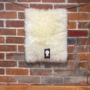 White Sheepskin Rectangle: Genuine Shearling Woolmark Rug, Pet Mat, Craft Piece (Medium)